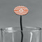 Chevron Black Plastic 7" Stir Stick - Oval - Main