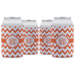 Chevron Can Cooler (12 oz) - Set of 4 w/ Monogram