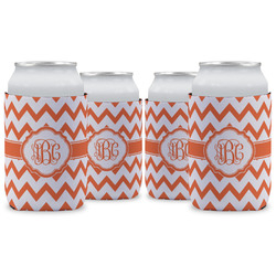 Chevron Can Cooler (12 oz) - Set of 4 w/ Monogram