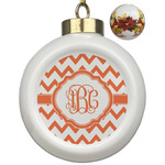 Chevron Ceramic Ball Ornaments - Poinsettia Garland (Personalized)