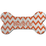 Chevron Ceramic Dog Ornament - Front w/ Monogram