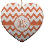 Chevron Heart Ceramic Ornament w/ Monogram