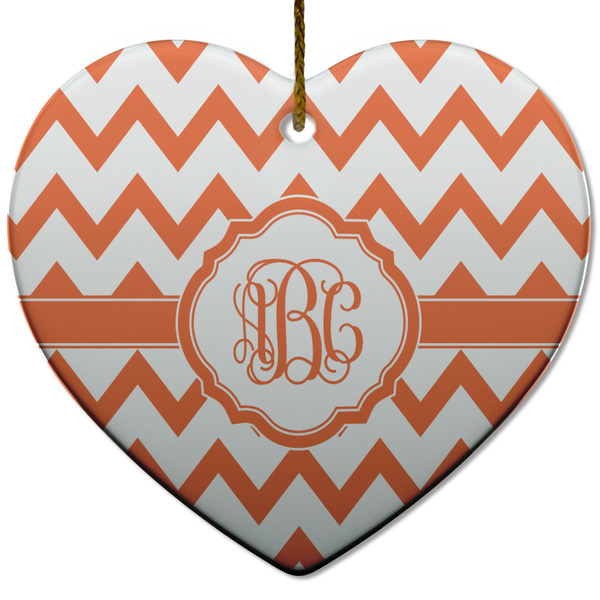 Custom Chevron Heart Ceramic Ornament w/ Monogram