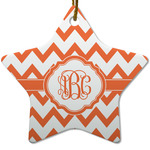 Chevron Star Ceramic Ornament w/ Monogram