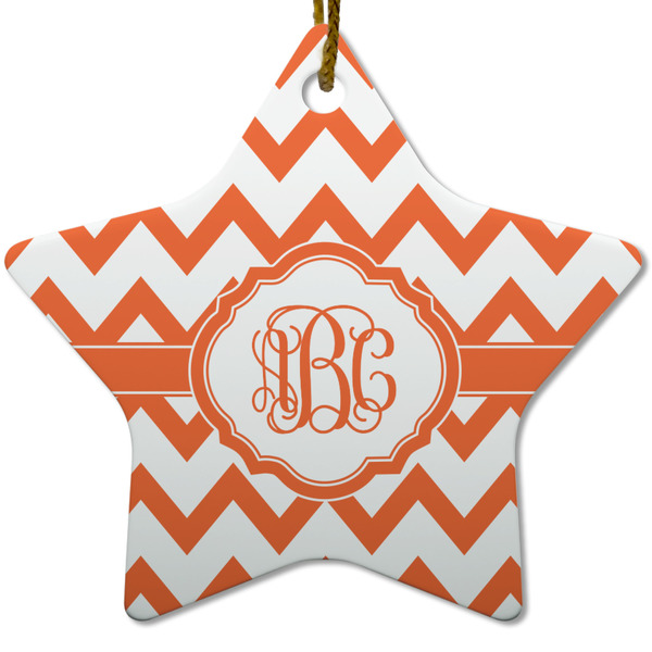 Custom Chevron Star Ceramic Ornament w/ Monogram