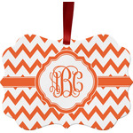 Chevron Metal Frame Ornament - Double Sided w/ Monogram