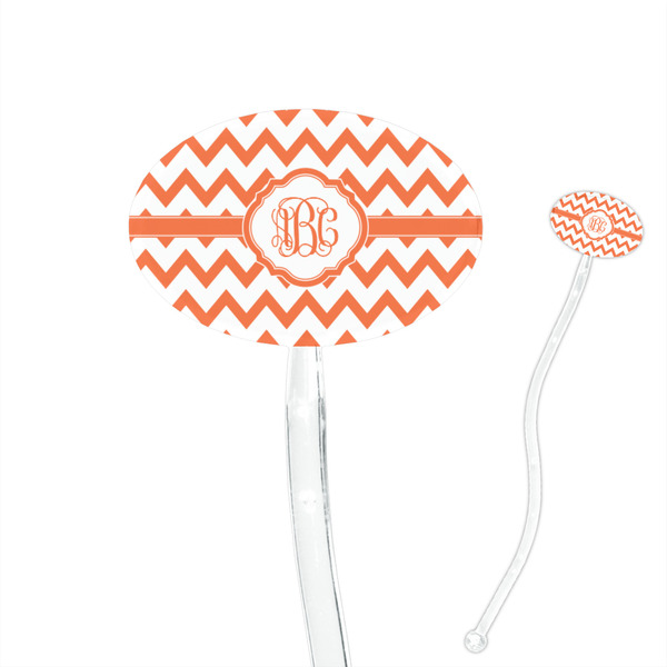 Custom Chevron 7" Oval Plastic Stir Sticks - Clear (Personalized)