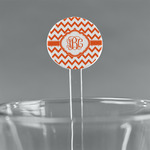 Chevron 7" Round Plastic Stir Sticks - Clear (Personalized)