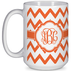 Chevron 15 Oz Coffee Mug - White (Personalized)