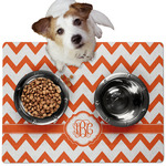 Chevron Dog Food Mat - Medium w/ Monogram