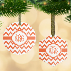 Chevron Flat Glass Ornament w/ Monogram