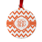 Chevron Metal Ball Ornament - Double Sided w/ Monogram