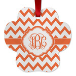 Chevron Metal Paw Ornament - Double Sided w/ Monogram