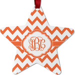 Chevron Metal Star Ornament - Double Sided w/ Monogram