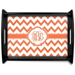 Chevron Black Wooden Tray - Large (Personalized)