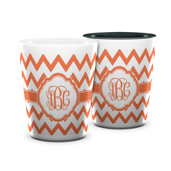 Custom Chevron Ceramic Shot Glass - 1.5 oz (Personalized)