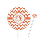 Chevron 5.5" Round Plastic Stir Sticks - White - Single Sided (Personalized)