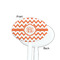 Chevron White Plastic 7" Stir Stick - Single Sided - Oval - Front & Back