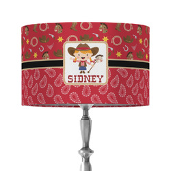 Red Western 12" Drum Lamp Shade - Fabric (Personalized)