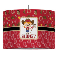 Red Western 16" Drum Pendant Lamp - Fabric (Personalized)