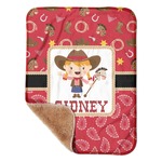 Red Western Sherpa Baby Blanket - 30" x 40" w/ Name or Text