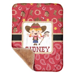 Red Western Sherpa Baby Blanket - 30" x 40" w/ Name or Text