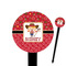 Red Western Black Plastic 6" Food Pick - Round - Closeup