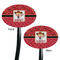 Red Western Black Plastic 7" Stir Stick - Double Sided - Oval - Front & Back