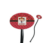 Red Western 7" Oval Plastic Stir Sticks - Black - Double Sided (Personalized)