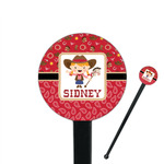 Red Western 7" Round Plastic Stir Sticks - Black - Single Sided (Personalized)