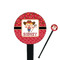 Red Western Black Plastic 7" Stir Stick - Round - Closeup