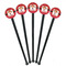 Red Western Black Plastic 7" Stir Stick - Round - Fan View