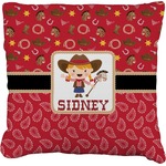 Red Western Faux-Linen Throw Pillow 26" (Personalized)