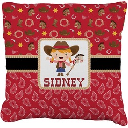 Red Western Faux-Linen Throw Pillow (Personalized)