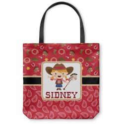 Red Western Canvas Tote Bag - Small - 13"x13" (Personalized)