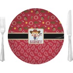 Red Western 10" Glass Lunch / Dinner Plates - Single or Set (Personalized)