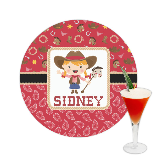 Custom Red Western Printed Drink Topper -  2.5" (Personalized)