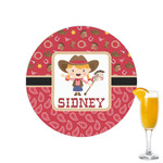 Red Western Printed Drink Topper - 2.15" (Personalized)