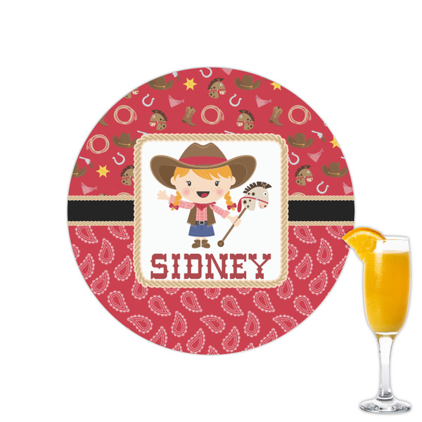 Custom Red Western Printed Drink Topper - 2.15" (Personalized)