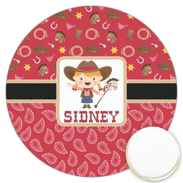 Custom Red Western Printed Cookie Topper - 3.25" (Personalized)