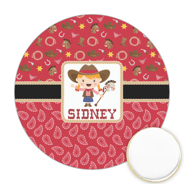 Custom Red Western Printed Cookie Topper - 2.5" (Personalized)