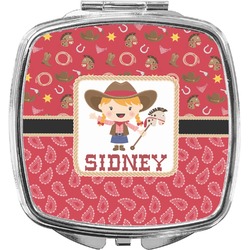 Red Western Compact Makeup Mirror (Personalized)