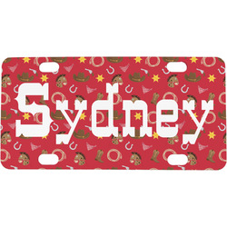 Red Western Mini / Bicycle License Plate (4 Holes) (Personalized)