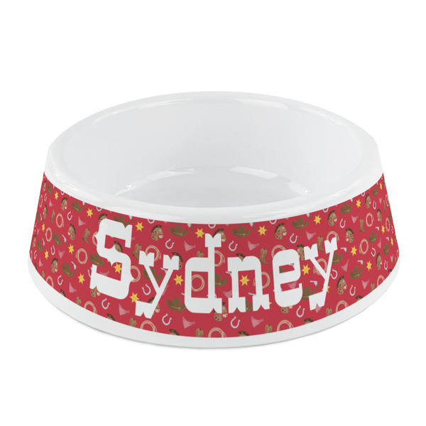 Custom Red Western Plastic Dog Bowl - Small (Personalized)