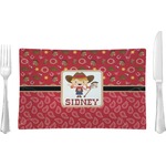 Red Western Glass Rectangular Lunch / Dinner Plate (Personalized)