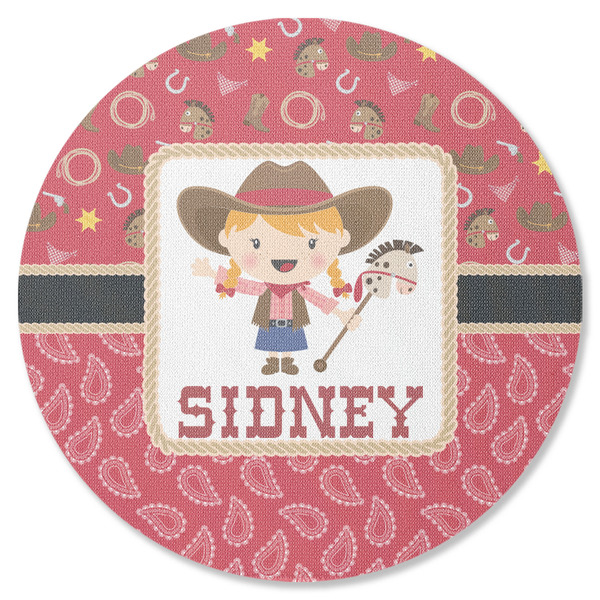 Custom Red Western Round Rubber Backed Coaster (Personalized)