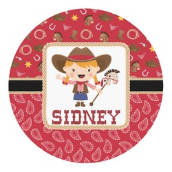 Red Western Round Decal - Small (Personalized)