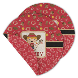 Red Western Round Linen Placemat - Double Sided - Set of 4 (Personalized)