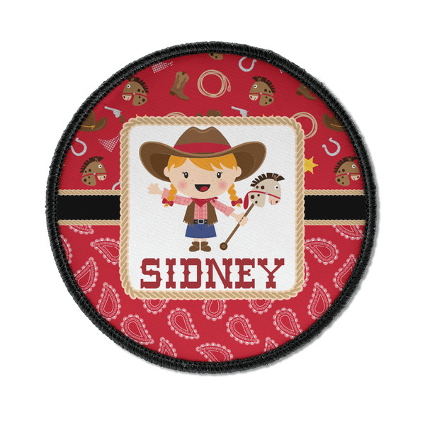 Custom Red Western Iron On Round Patch w/ Name or Text