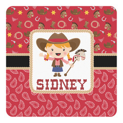 Red Western Square Decal - Small (Personalized)